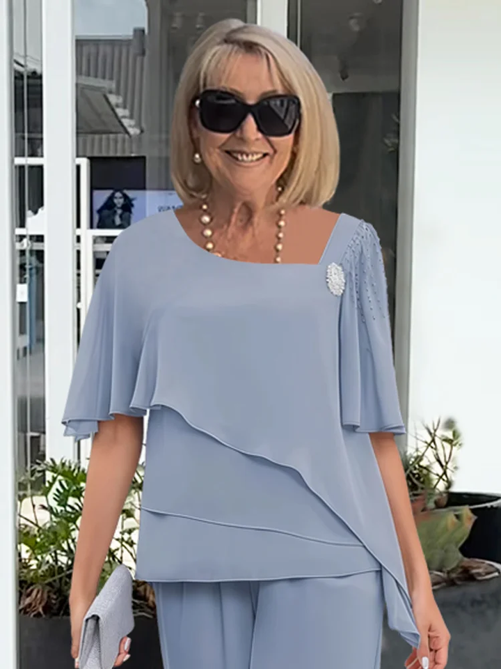 Mirabelle | Layered Chiffon Flutter Top & Trouser Sets