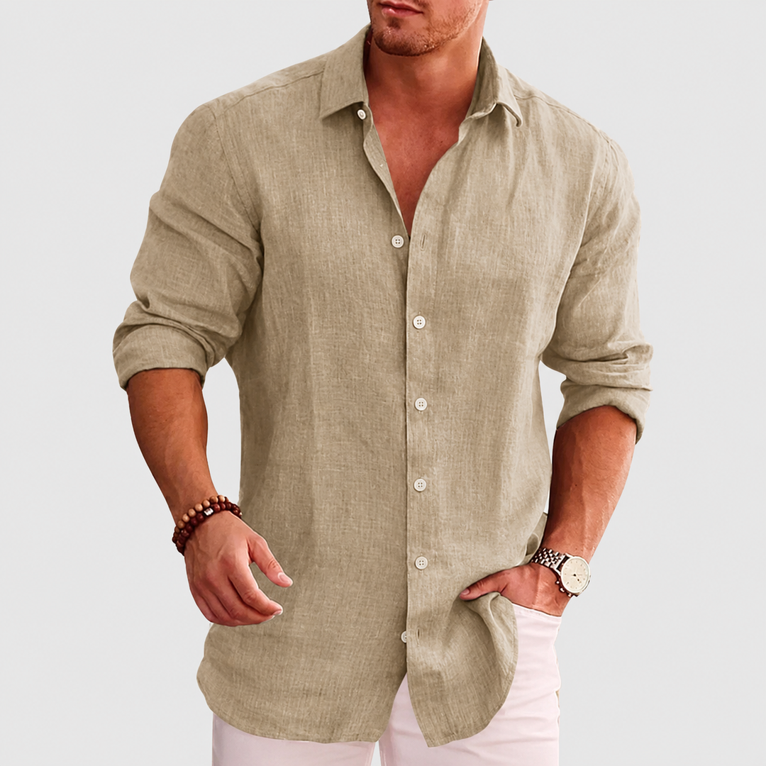 Theodore | Relaxed Spread Collar Linen Mens Smart Casual Shirt