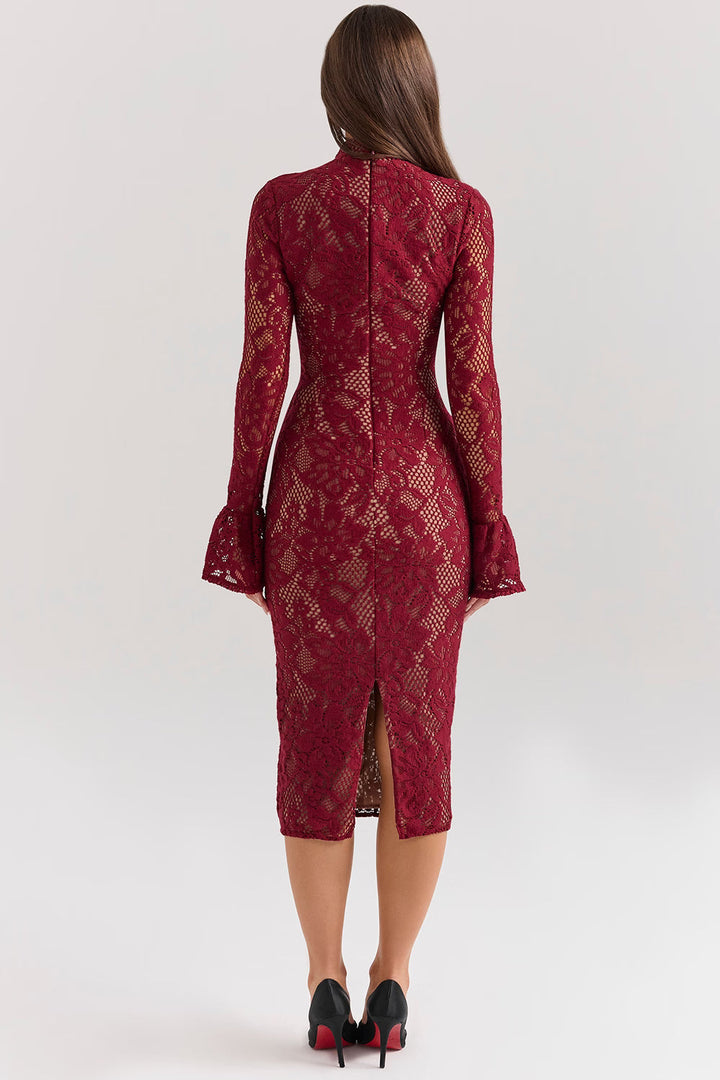 Raven | Women's Wedding Guest Dress Lace Cut Out Midi