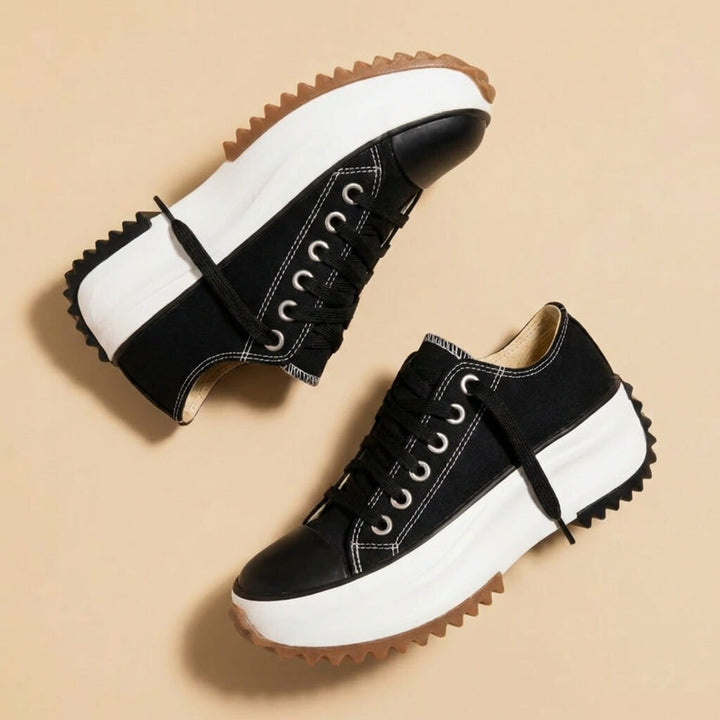 Caramel | Tonal Lace-Up Serrated Flatform Women's Sneakers