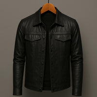 Truxton | Snap Button Trucker Style Men's Leather Jackets
