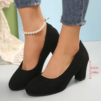 Audrey | Classic Suede Round Toe Block Heels