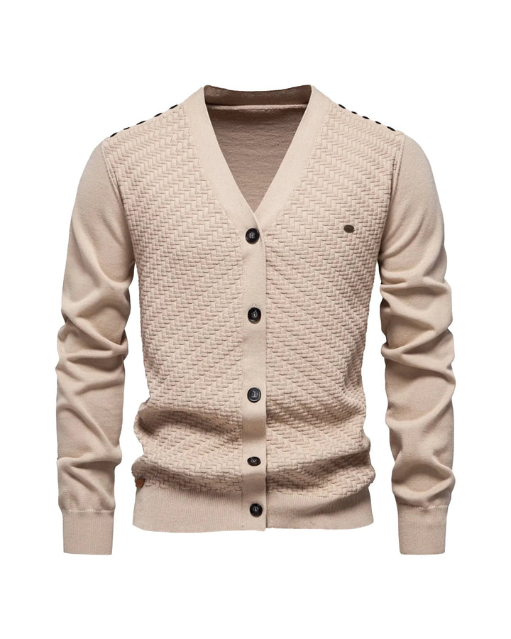 Elliot | Woven-Texture V-Neck Men's Cardigans