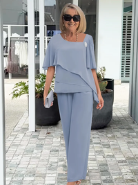 Mirabelle | Layered Chiffon Flutter Top & Trouser Sets