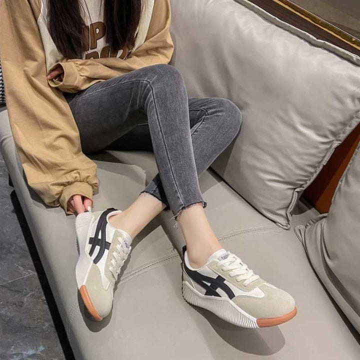 Serenity | Retro Stripe Panel Gum Sole Women's Sneakers