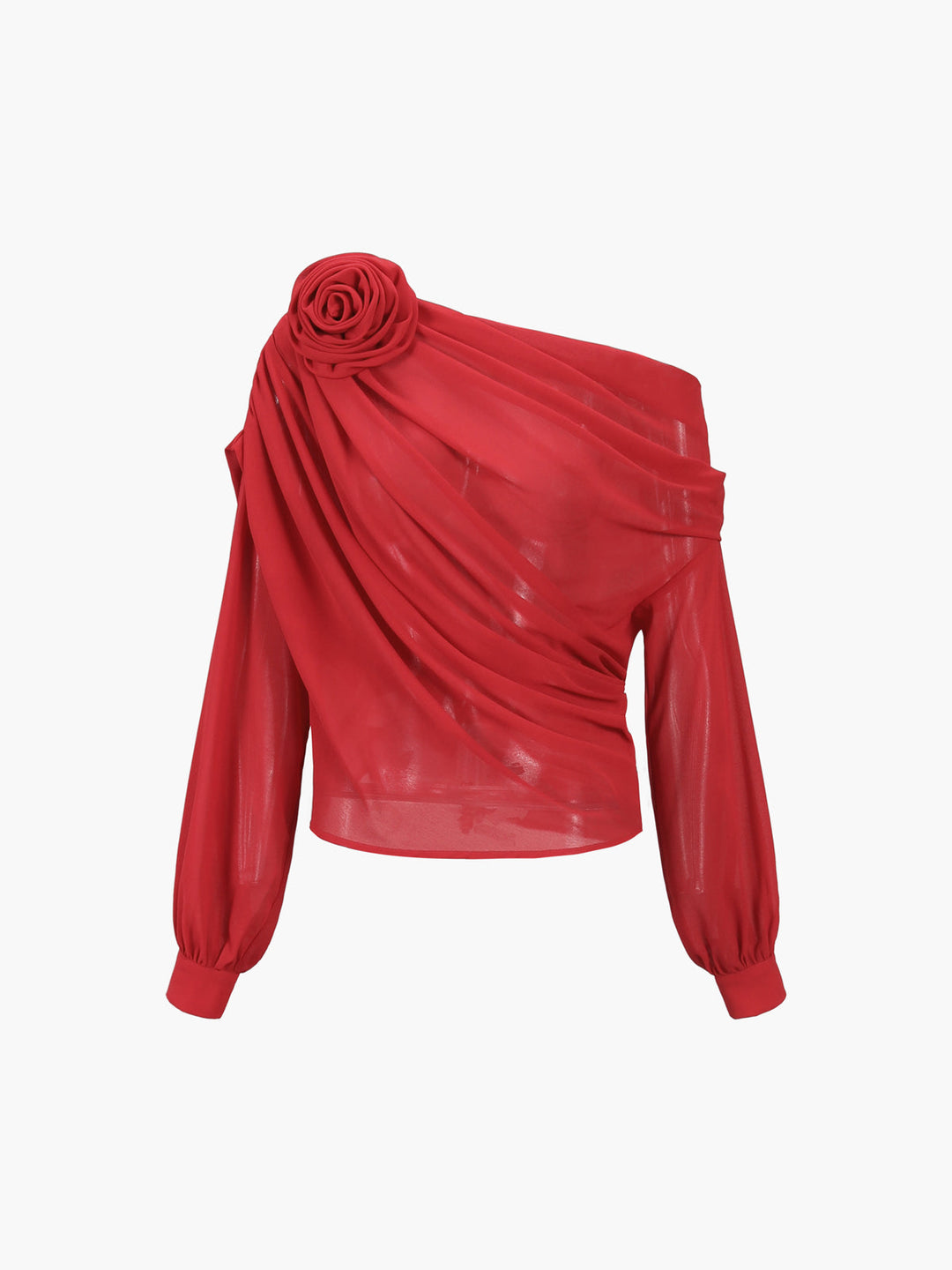 Rosette | One Shoulder Draped Chiffon Off Shoulder Top