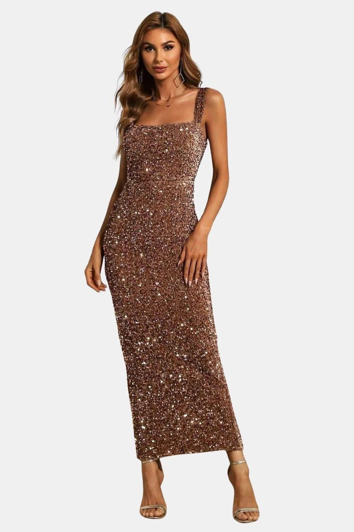 Roxanne | Women's Wedding Guest Dress Sequin Maxi Column