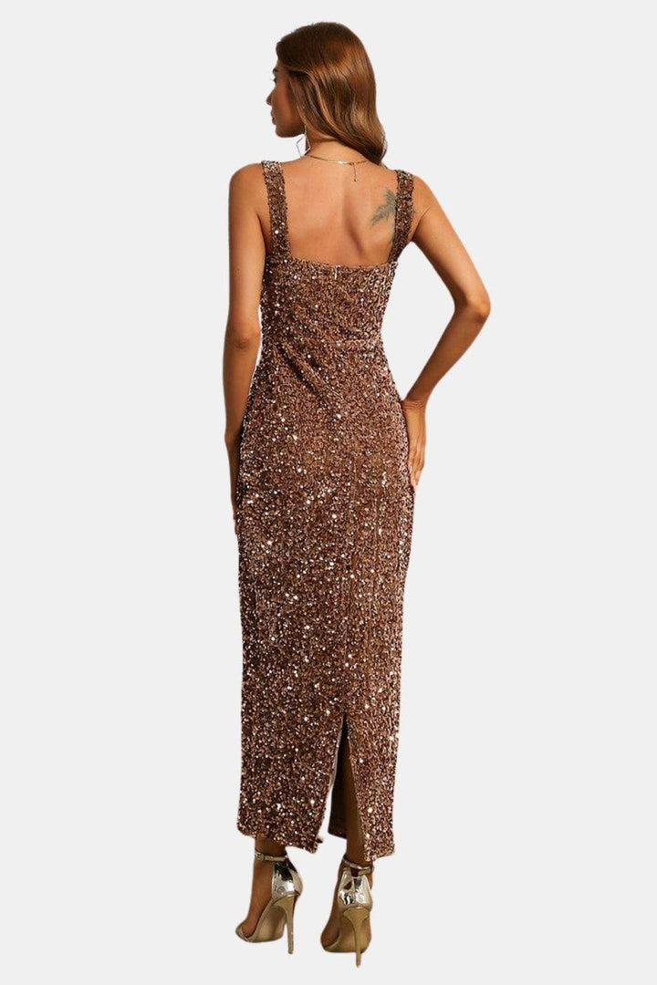 Roxanne | Women's Wedding Guest Dress Sequin Maxi Column
