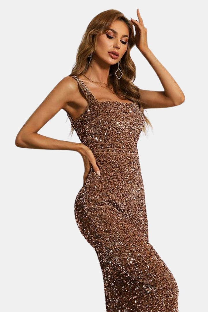 Roxanne | Women's Wedding Guest Dress Sequin Maxi Column