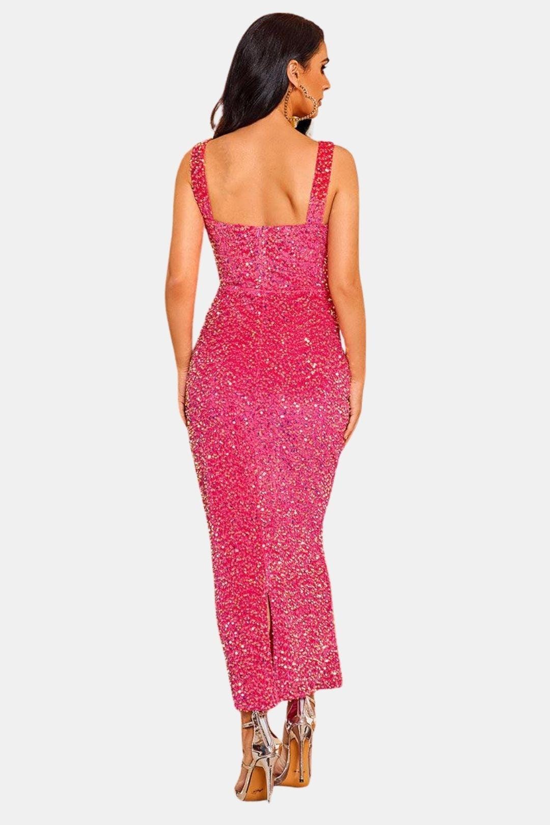 Roxanne | Women's Wedding Guest Dress Sequin Maxi Column
