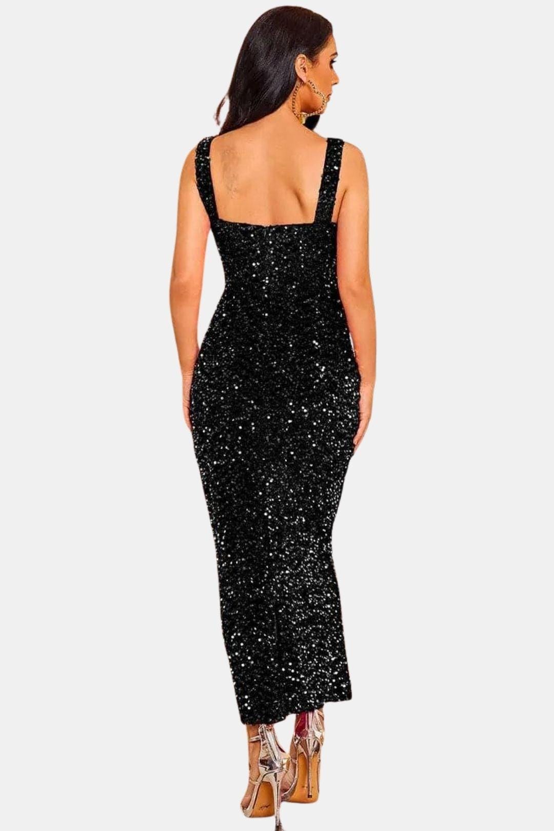 Roxanne | Women's Wedding Guest Dress Sequin Maxi Column