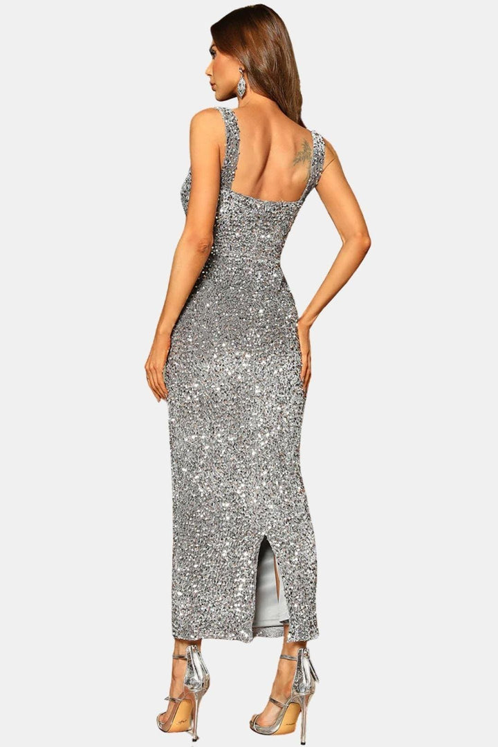 Roxanne | Women's Wedding Guest Dress Sequin Maxi Column