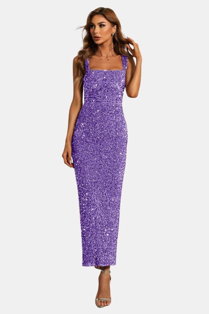 Roxanne | Women's Wedding Guest Dress Sequin Maxi Column
