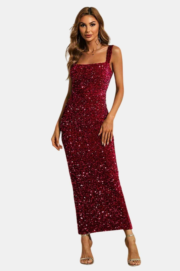 Roxanne | Women's Wedding Guest Dress Sequin Maxi Column