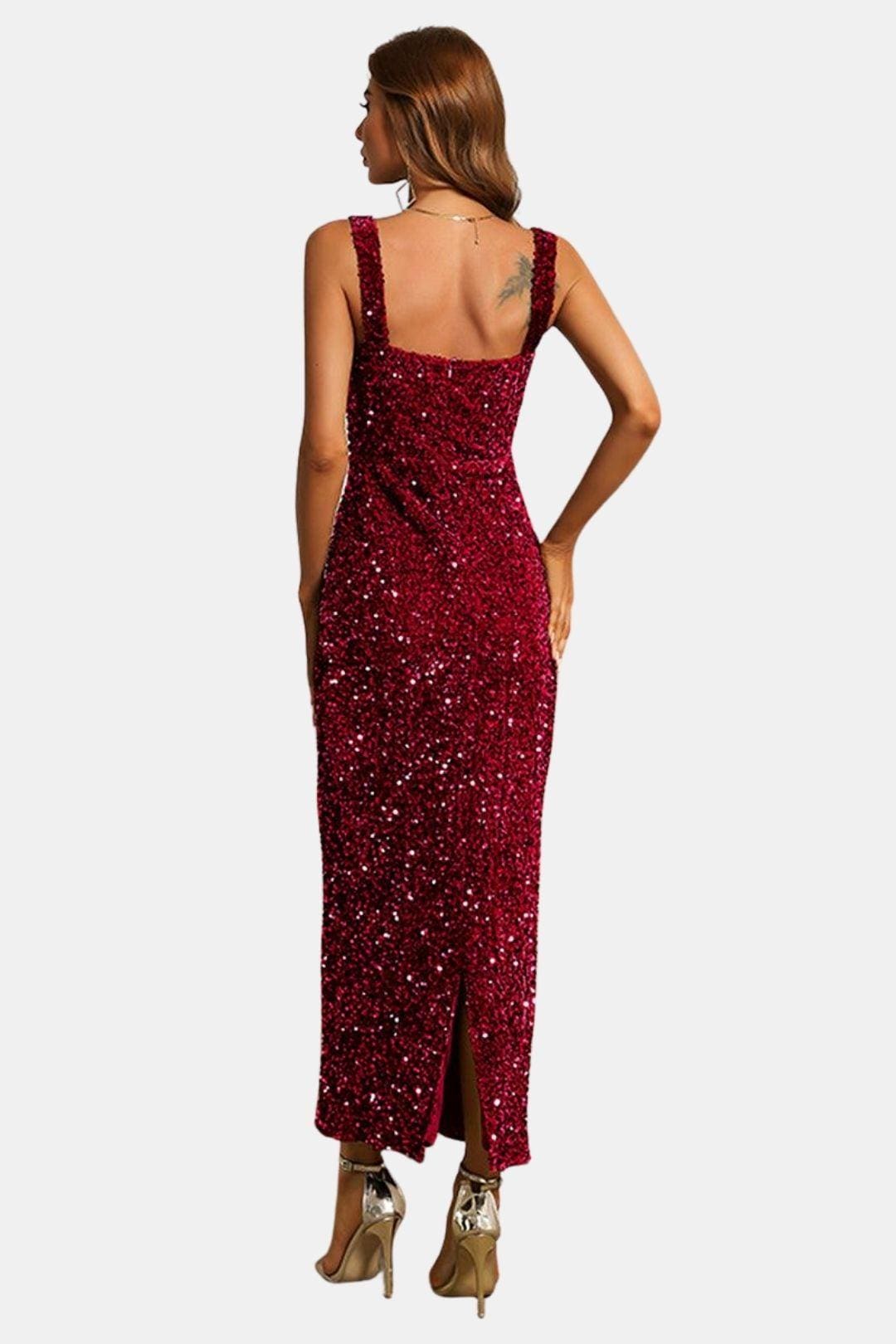 Roxanne | Women's Wedding Guest Dress Sequin Maxi Column