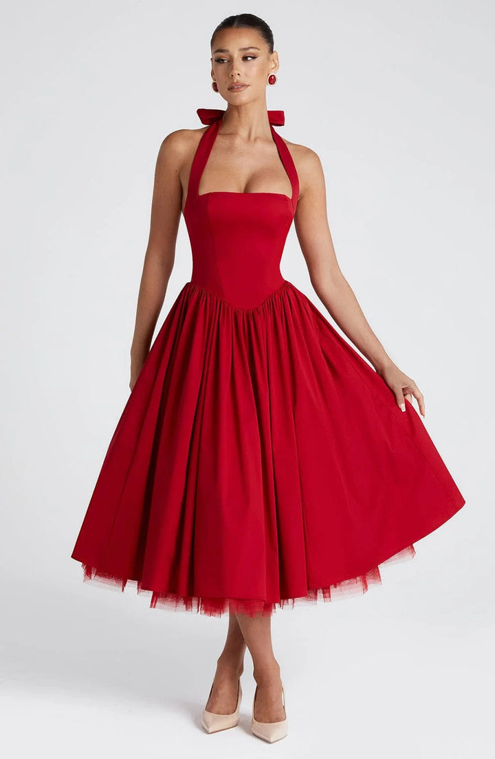 Scarlett | Women's Wedding Guest Dress Halter Tulle Midi