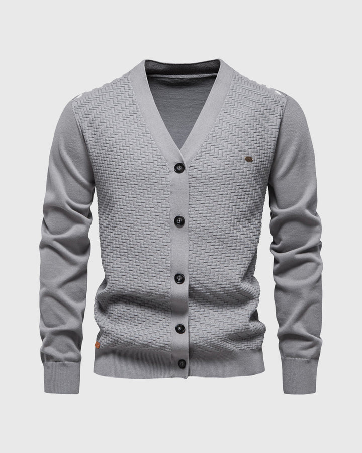 Elliot | Woven-Texture V-Neck Men's Cardigans
