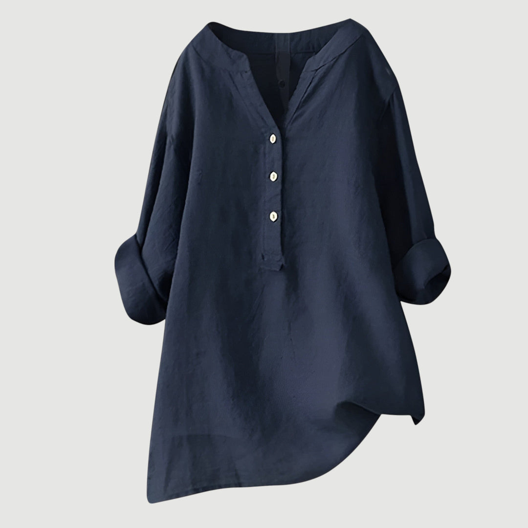 Sandrift | Linen Button-Up Longline Tunic Blouse