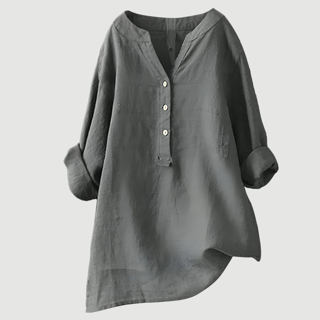 Sandrift | Linen Button-Up Longline Tunic Blouse