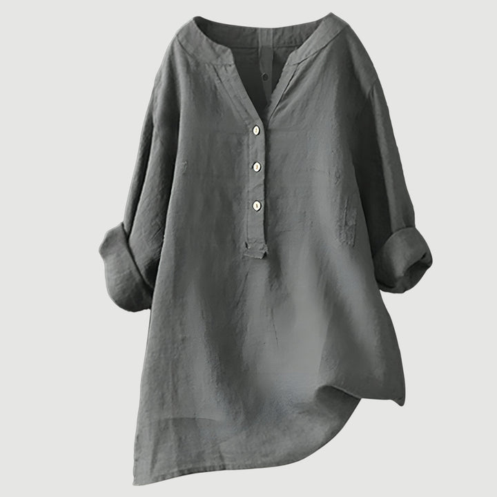 Sandrift | Linen Button-Up Longline Tunic Blouse
