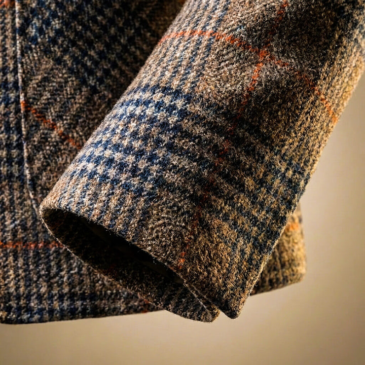 Alderton | Plaid Check Blazer with Notch Lapel and Welt Pockets