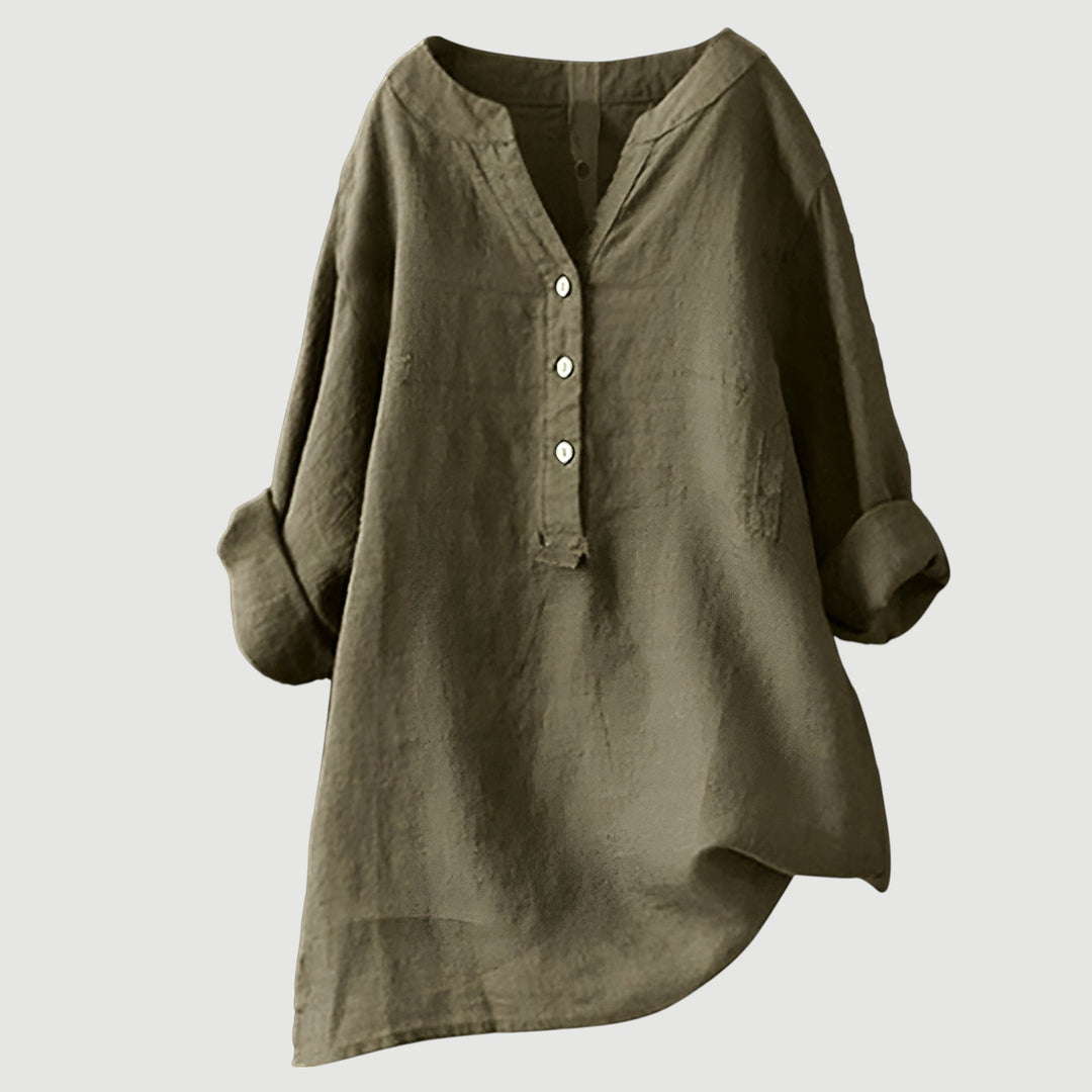 Sandrift | Linen Button-Up Longline Tunic Blouse