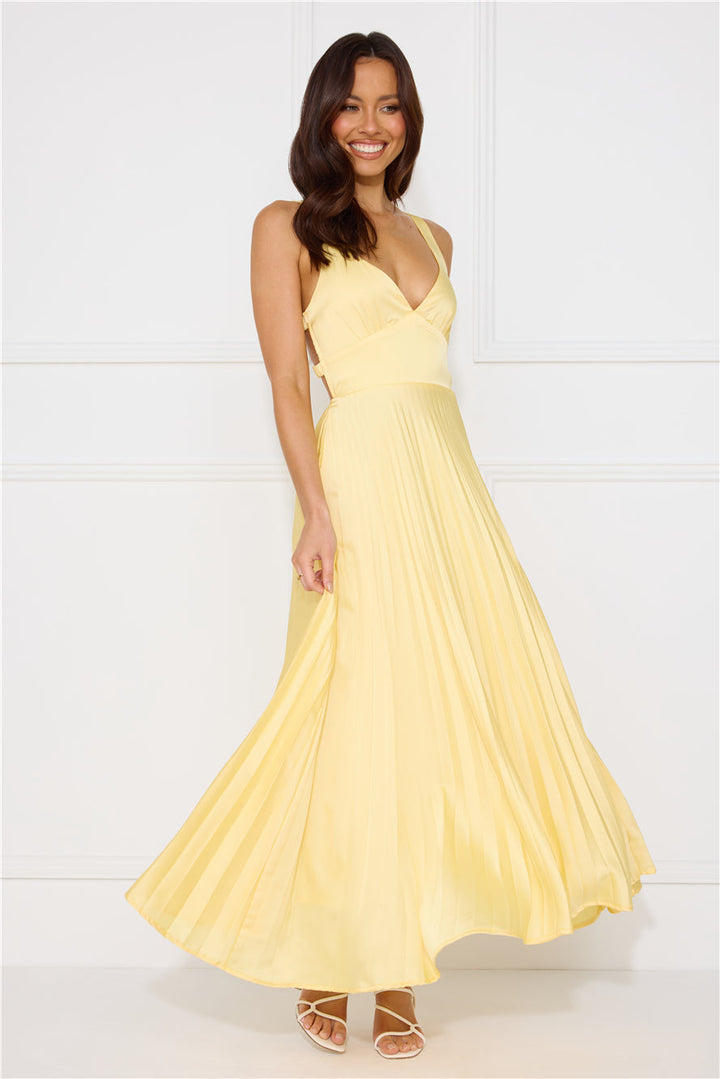Goldie | Women's Wedding Guest Dress Pleated Cut Out Maxi