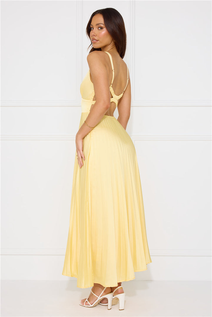 Goldie | Women's Wedding Guest Dress Pleated Cut Out Maxi