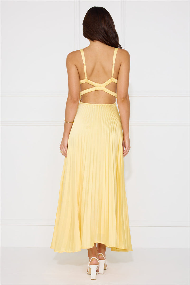 Goldie | Women's Wedding Guest Dress Pleated Cut Out Maxi
