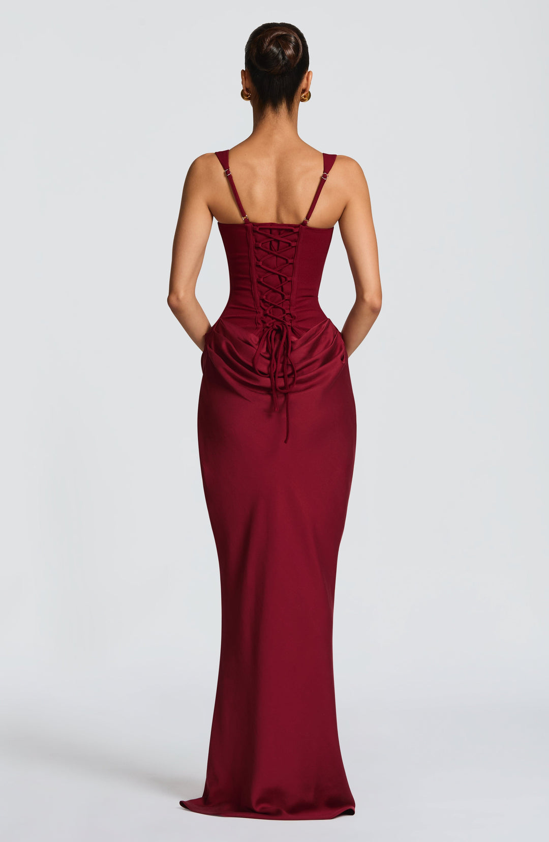 Romaine | Women's Wedding Guest Dress Corset Satin Maxi