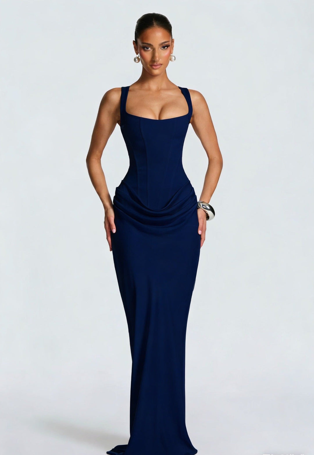 Romaine | Women's Wedding Guest Dress Corset Satin Maxi