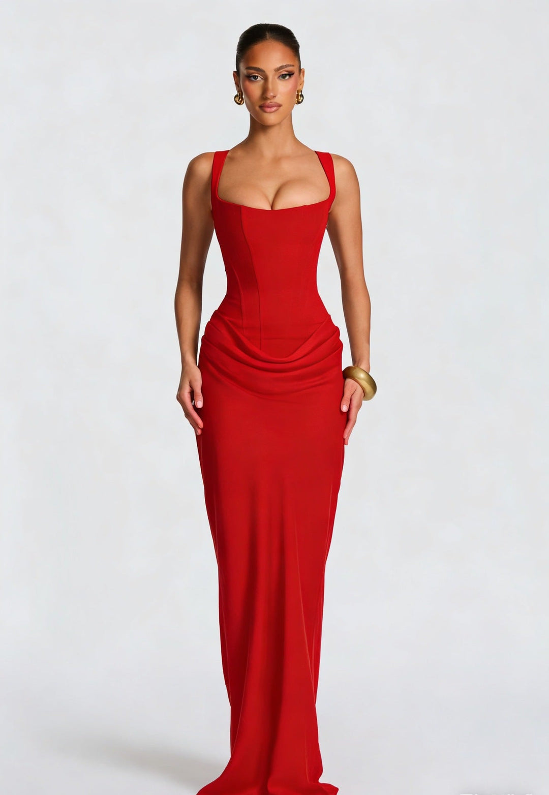 Romaine | Women's Wedding Guest Dress Corset Satin Maxi