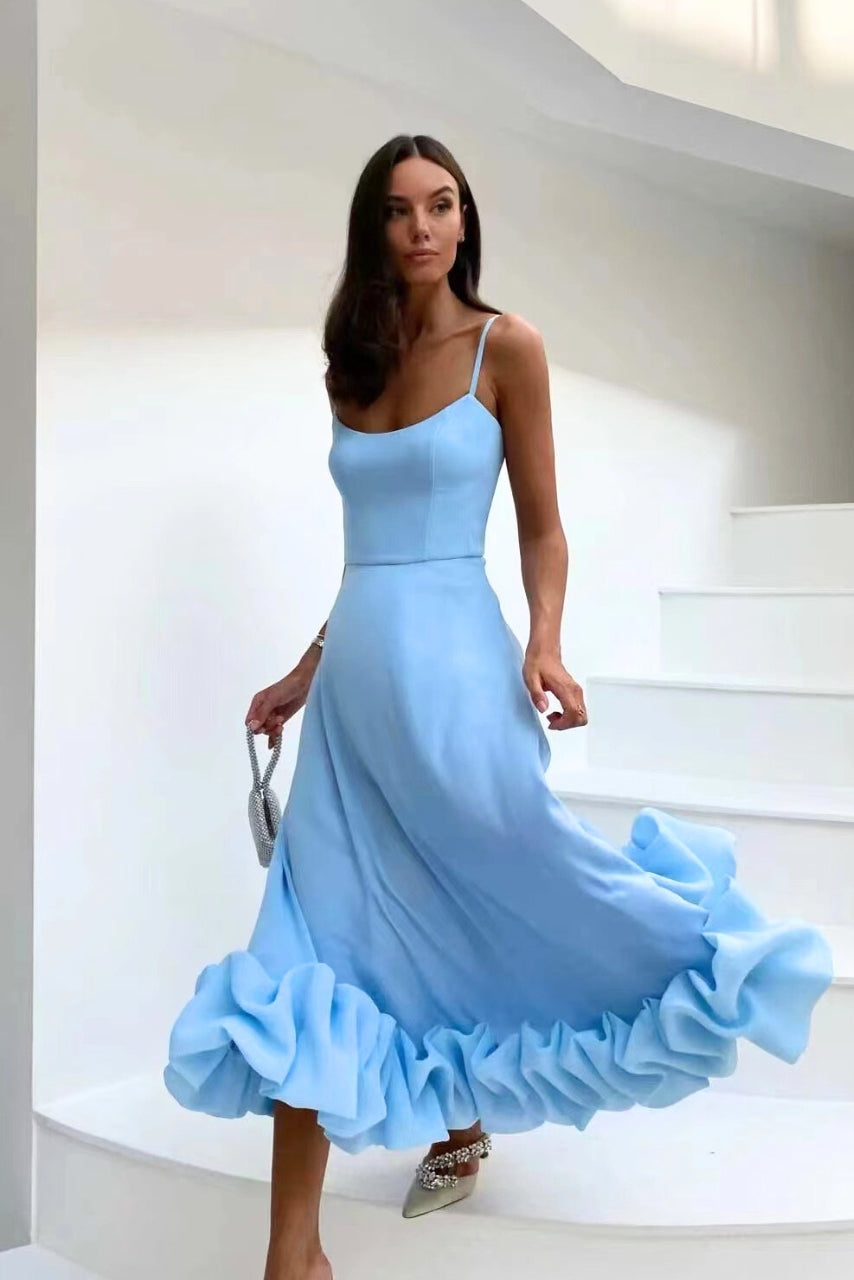 Flora | Women's Wedding Guest Dress Ruffle Hem Midi
