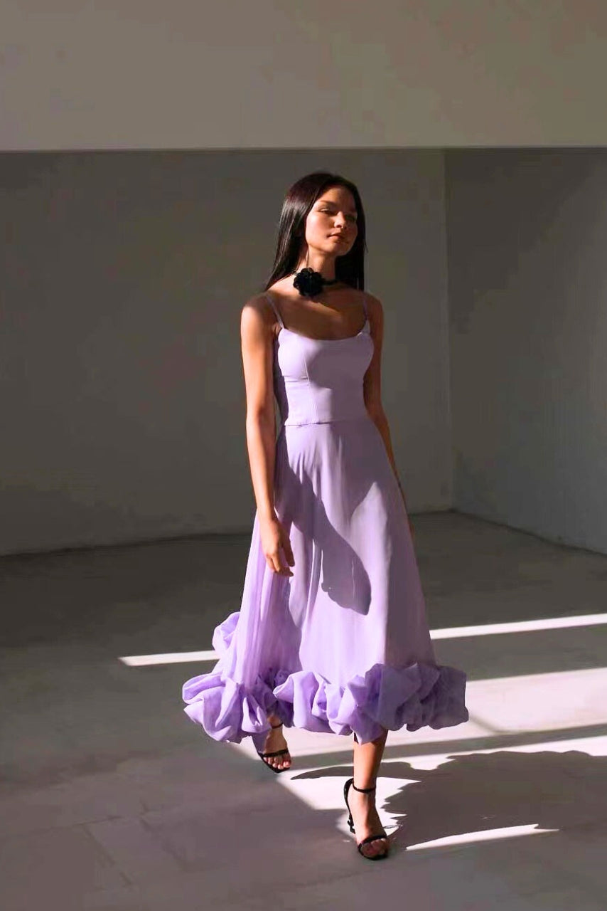 Flora | Women's Wedding Guest Dress Ruffle Hem Midi