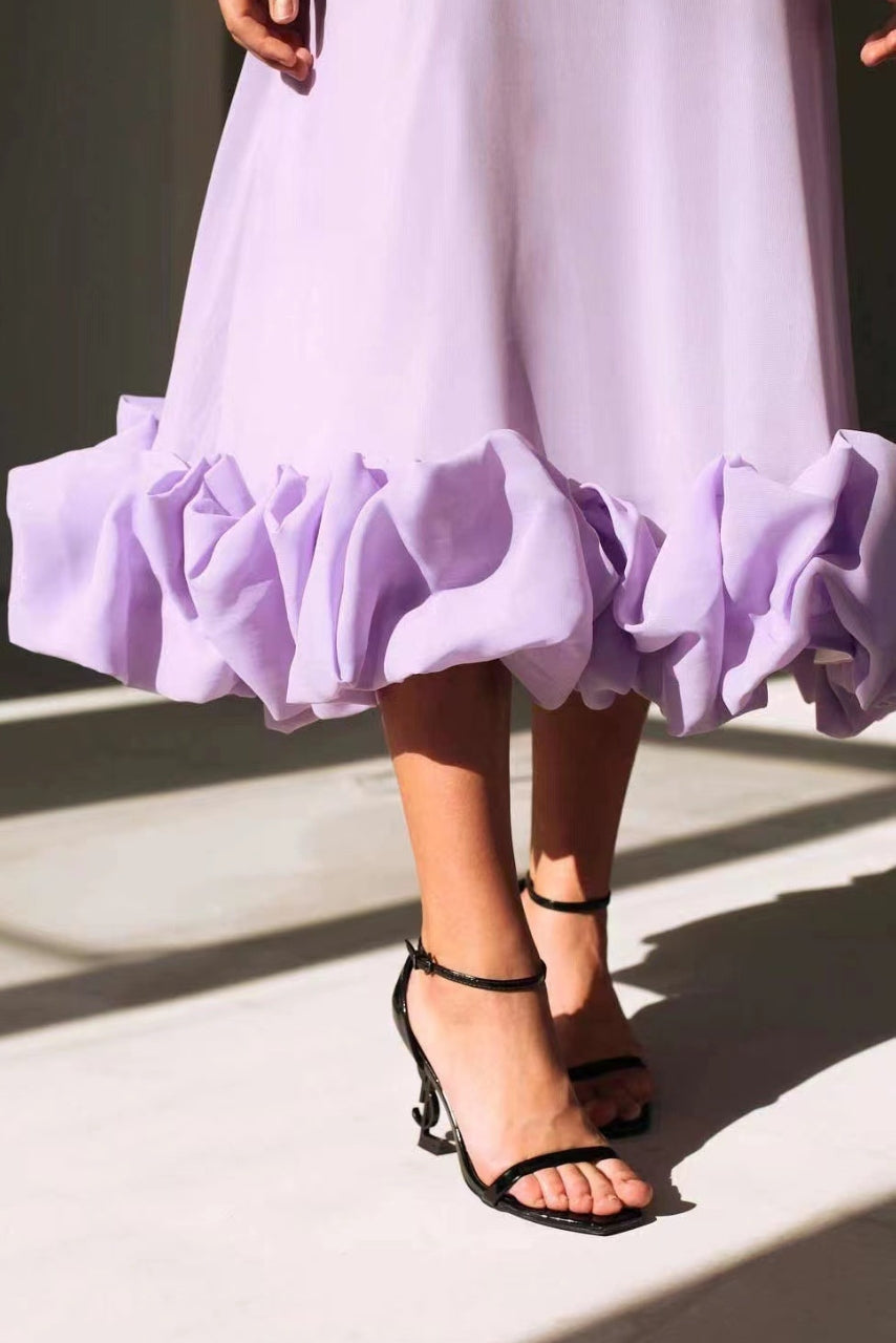 Flora | Women's Wedding Guest Dress Ruffle Hem Midi