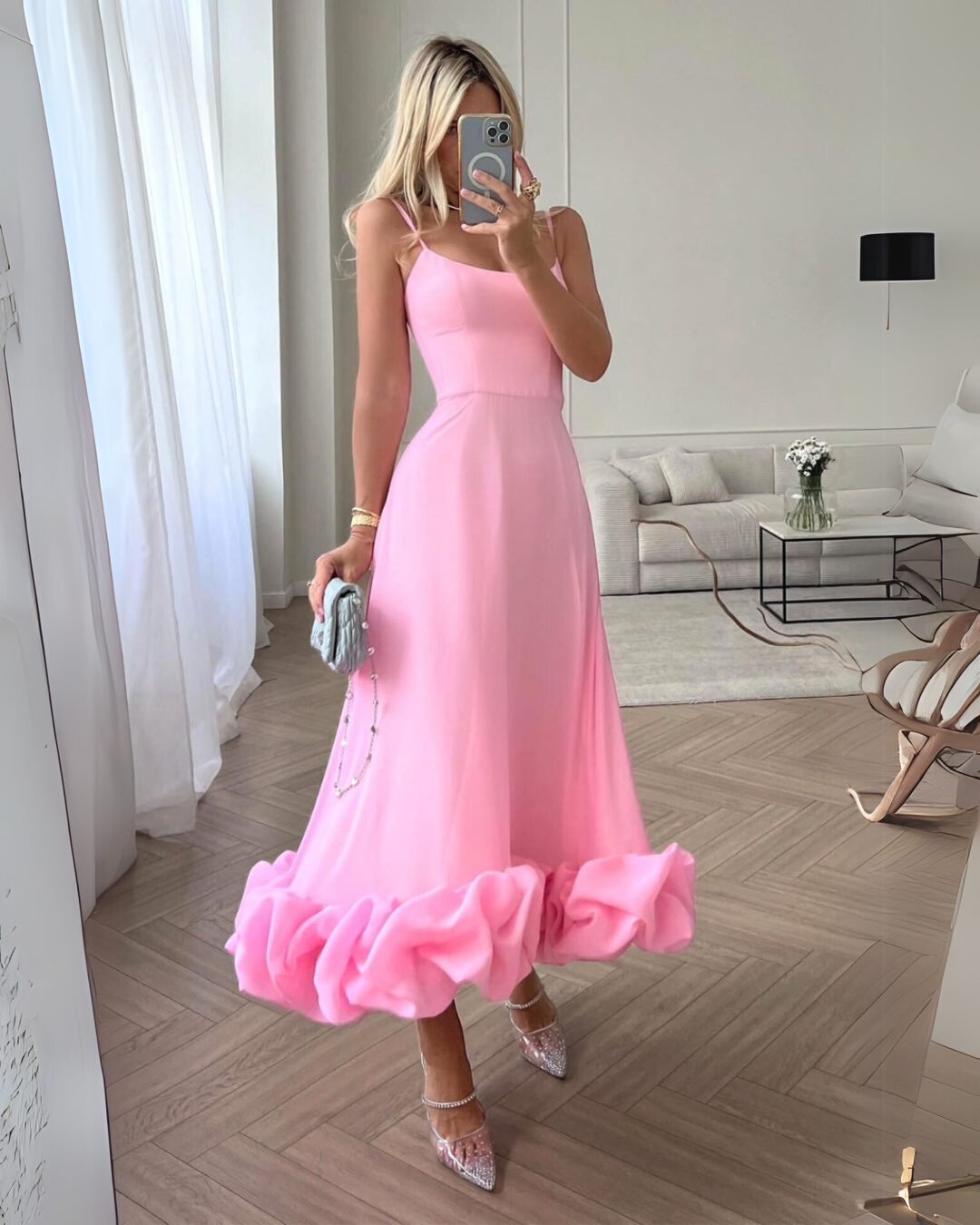 Flora | Women's Wedding Guest Dress Ruffle Hem Midi