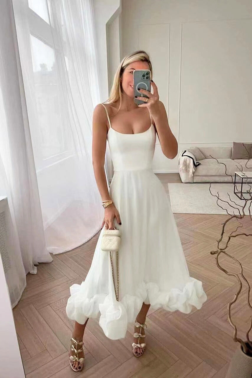 Flora | Women's Wedding Guest Dress Ruffle Hem Midi