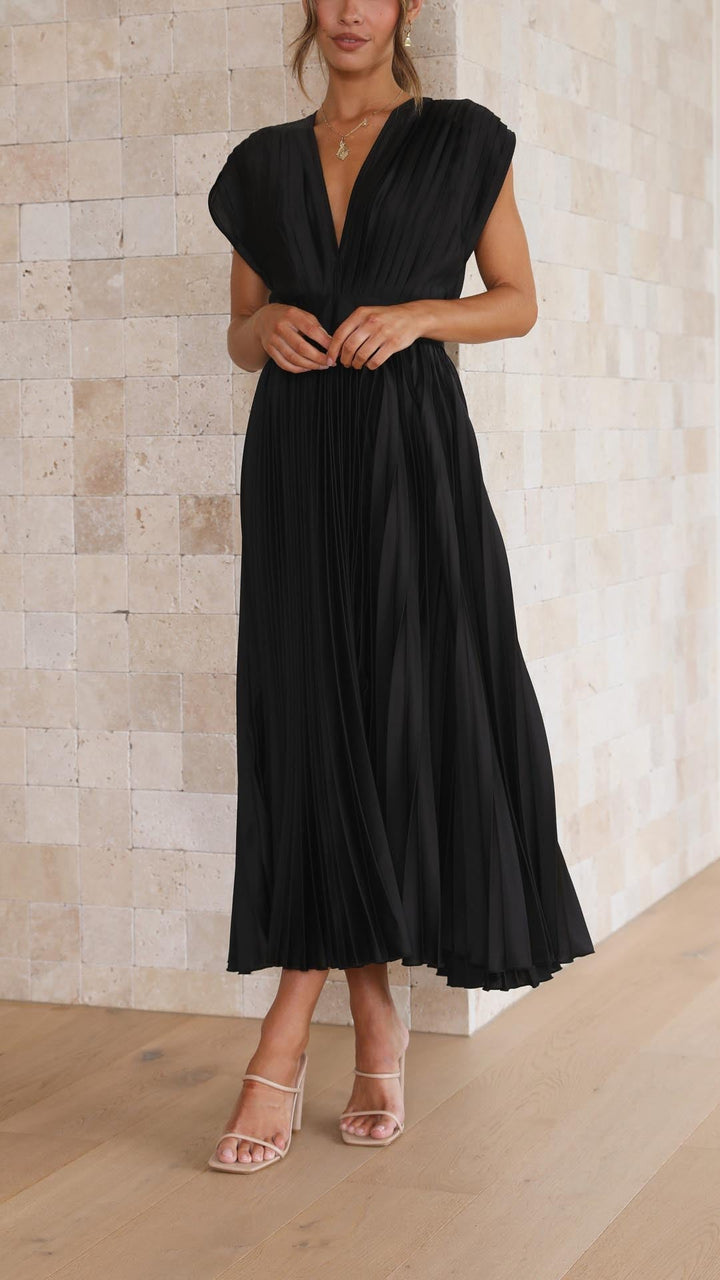 Camille | Women's Wedding Guest Dress Pleated Satin Midi