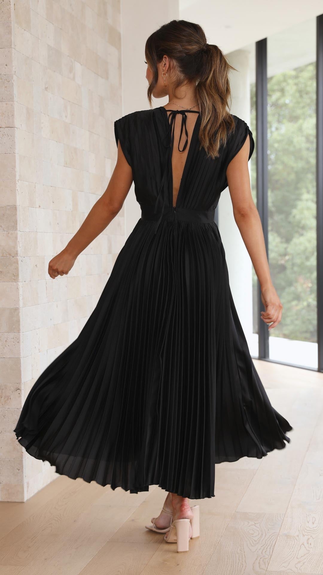 Camille | Women's Wedding Guest Dress Pleated Satin Midi