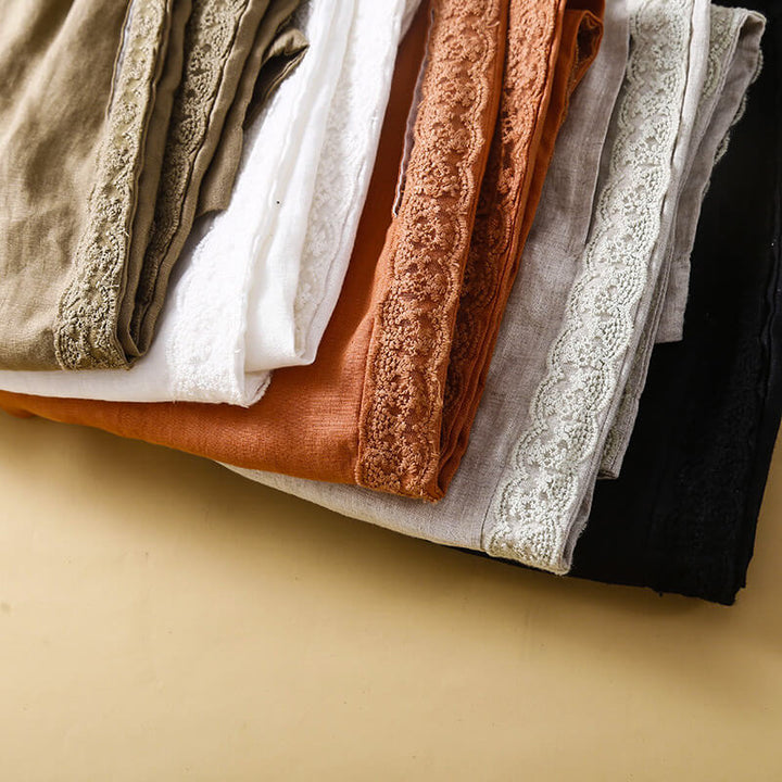Laceline | Lace-Trim Side Panel Women's Linen Pants