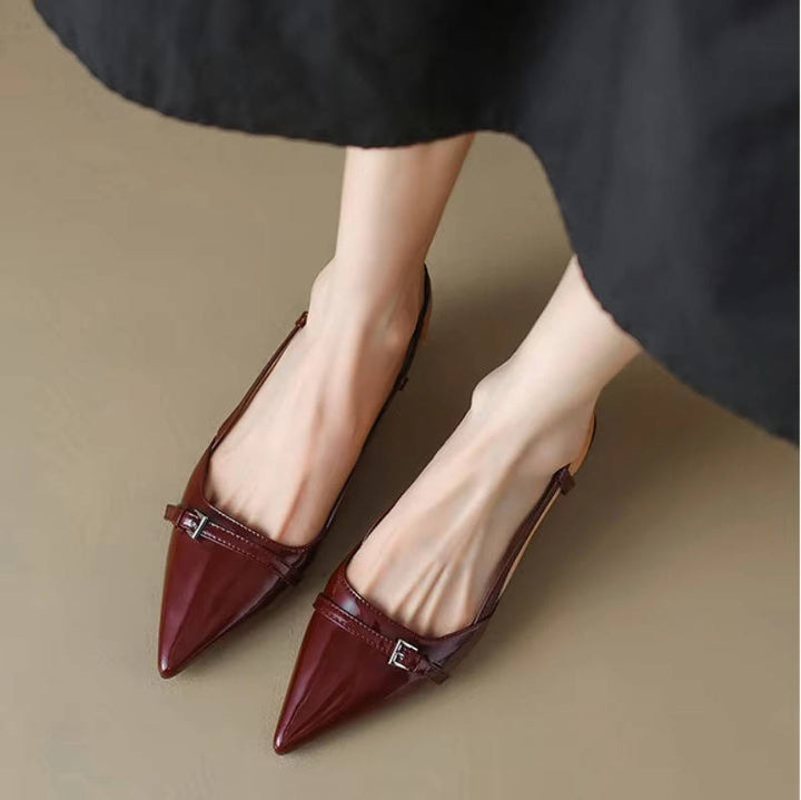 Margaux | Patent Bar Strap Pointed Toe Slingback Heels