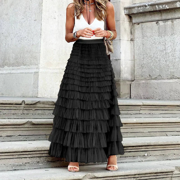 Bellissima | Tiered Ruffle Tulle Maxi Skirt