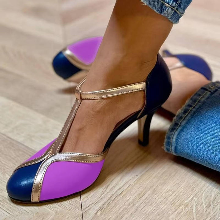 Deco | Two-Tone T-Bar Ankle Strap Stiletto Heels