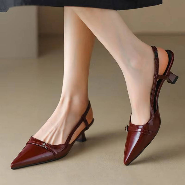 Margaux | Patent Bar Strap Pointed Toe Slingback Heels