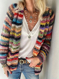 Priya | Women's Knitted Cardigan Multicolour Stripe