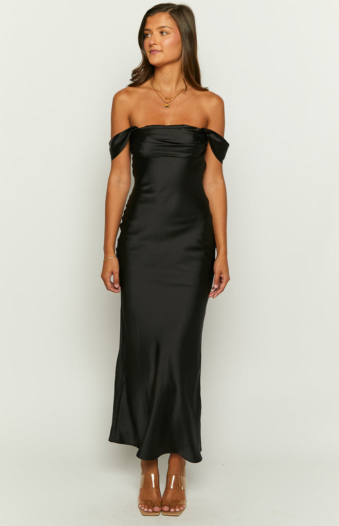 Ophelia | One Shoulder Satin Maxi Dress with Ruched Bodice