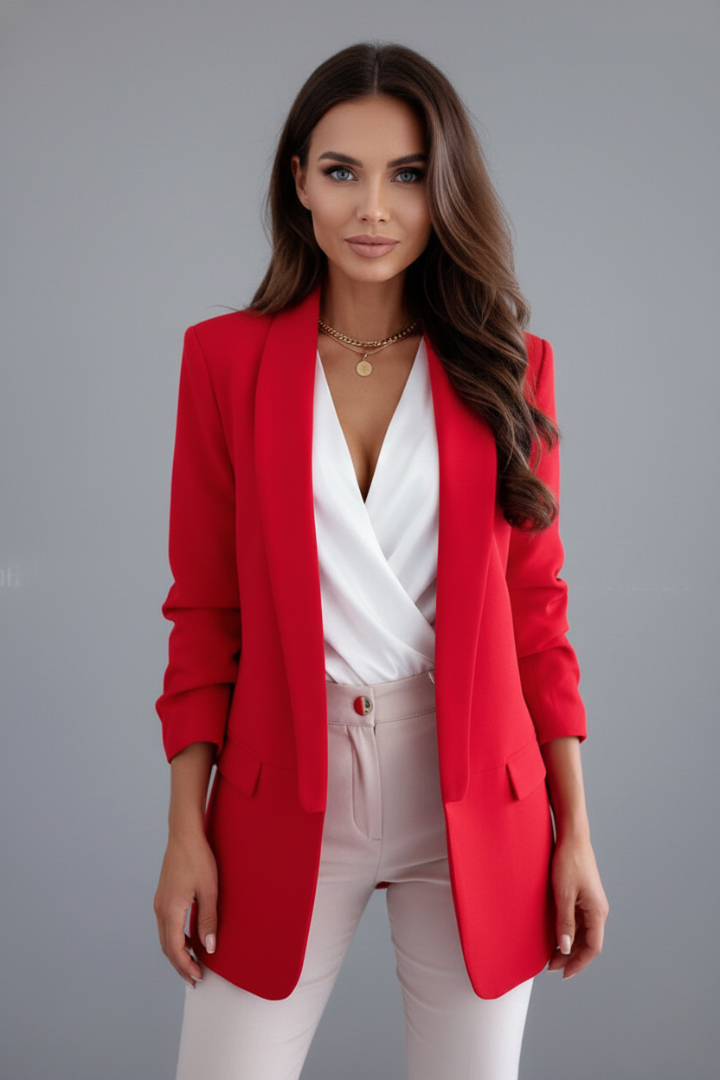 Lena | Women's Open Front Blazer with Ruched Sleeves