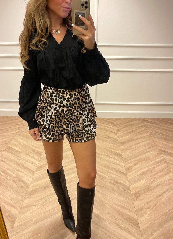 Wildcat | Leopard Print Tiered Ruffle Mini Skirt