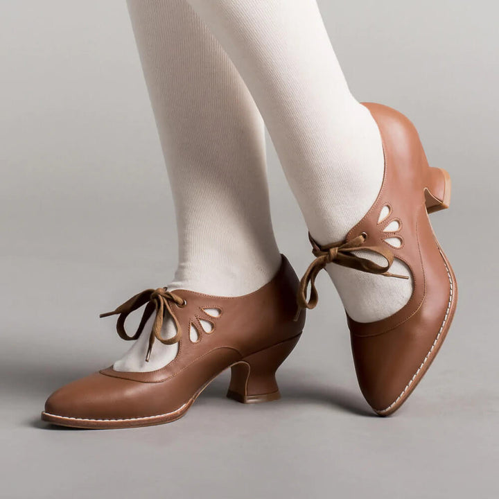 Ophelia | Cutout Ribbon Lace Victorian Kitten Heels