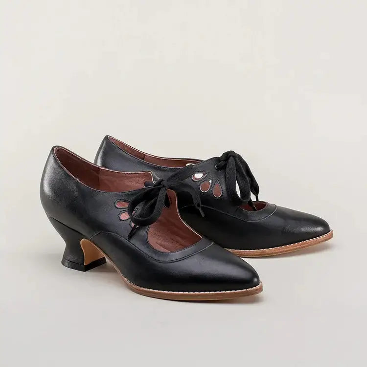 Ophelia | Cutout Ribbon Lace Victorian Kitten Heels